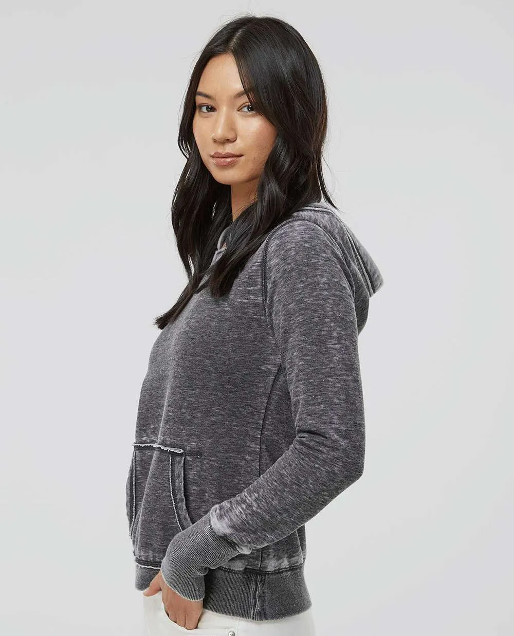 J America Ladies Zen Fleece Hooded Sweatshirt