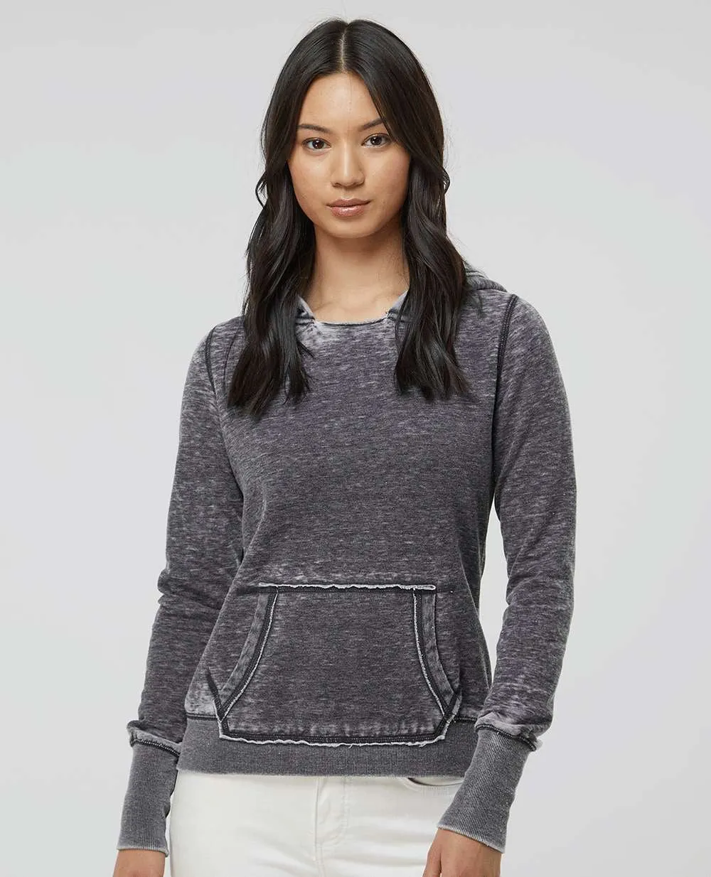 J America Ladies Zen Fleece Hooded Sweatshirt