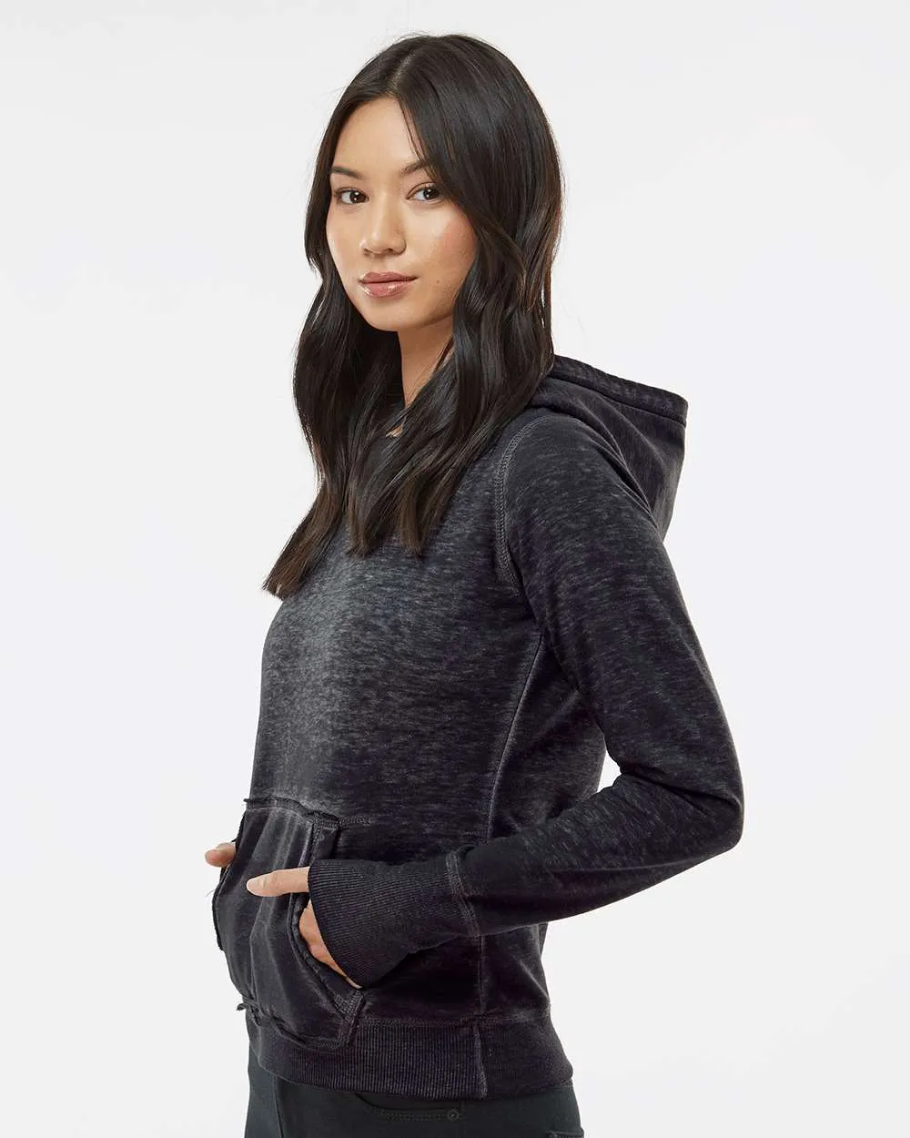 J America Ladies Zen Fleece Hooded Sweatshirt