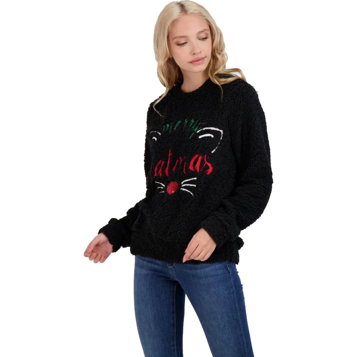 Juniors Womens Holiday Christmas Pullover Sweater