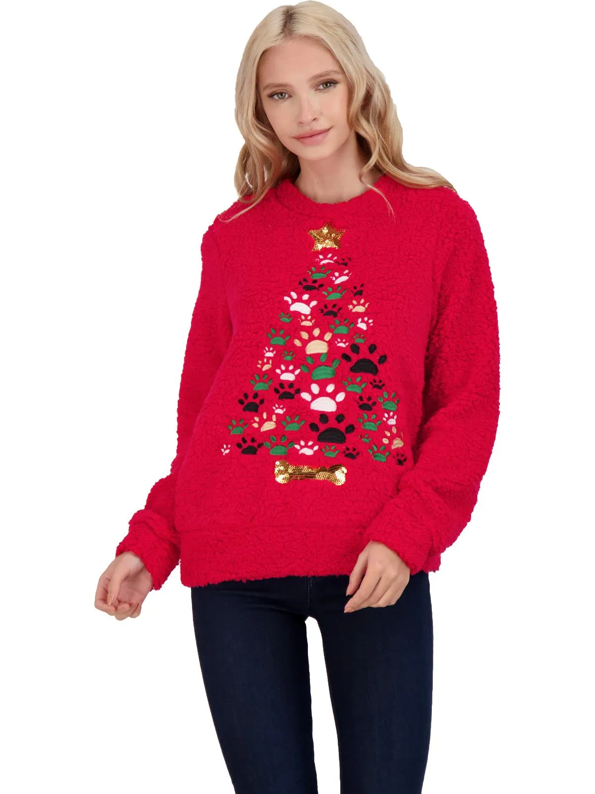 Juniors Womens Holiday Christmas Pullover Sweater