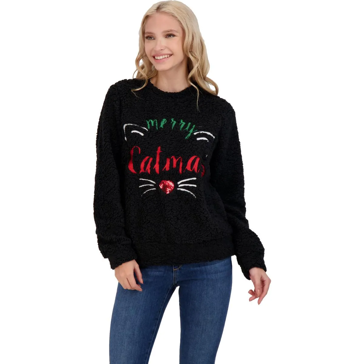 Juniors Womens Holiday Christmas Pullover Sweater