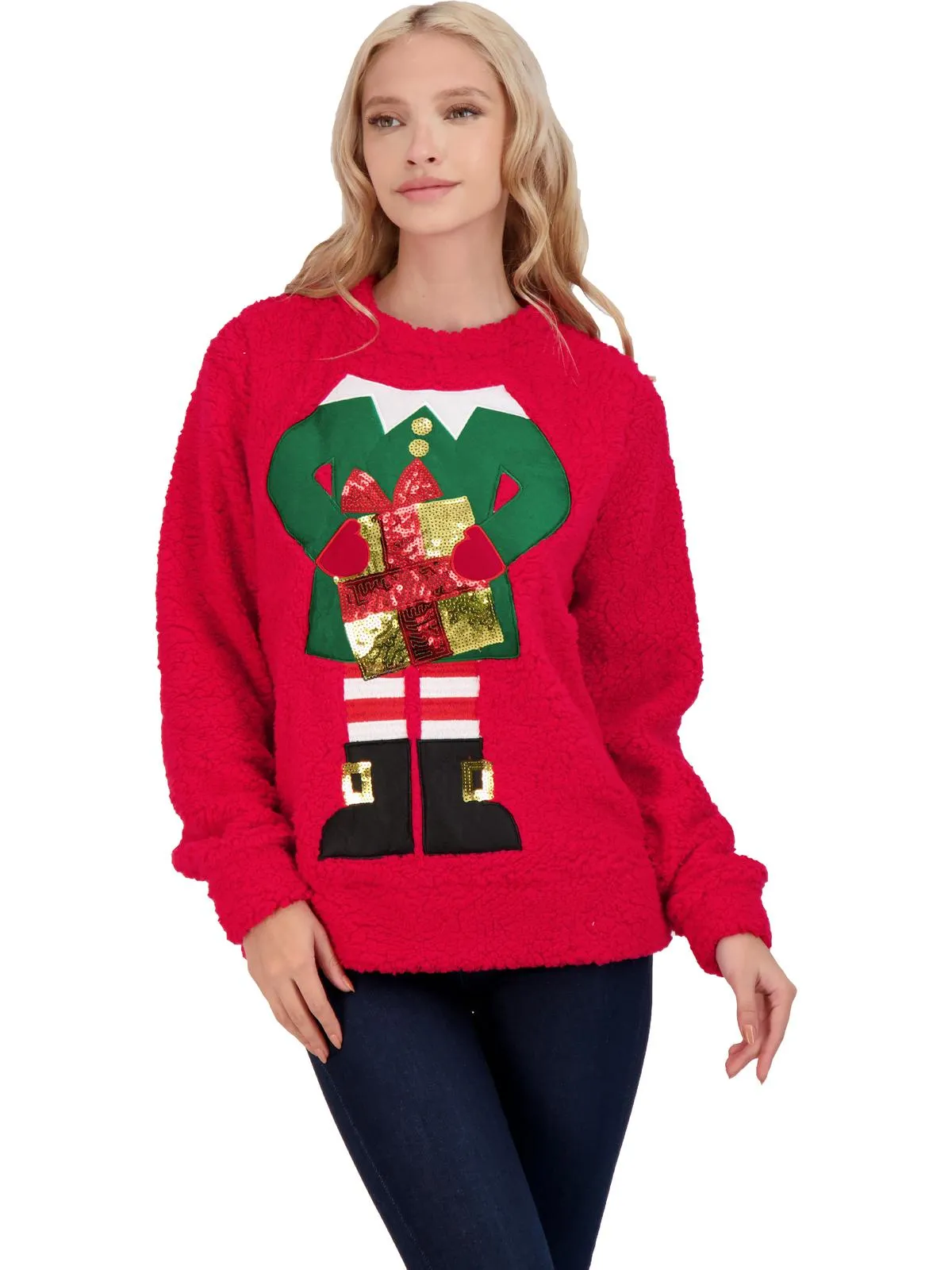 Juniors Womens Holiday Christmas Pullover Sweater
