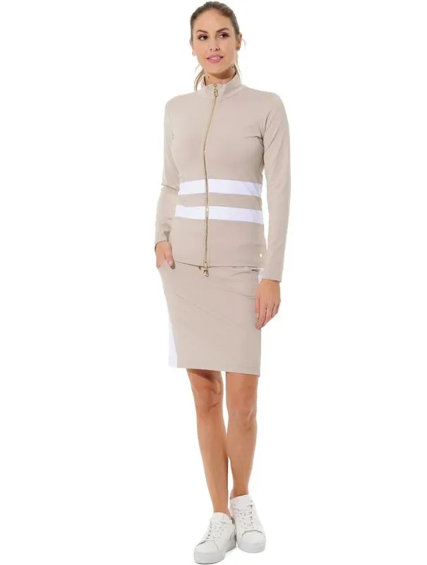 MDC Full Zip Jacket  - Taupe/White