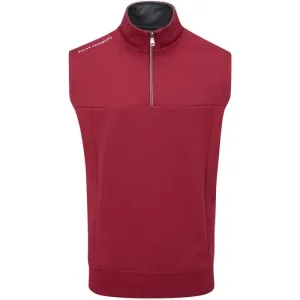 Oscar Jacobson Hawkes 1/4 Zip Sleeveless Pullover - Dark Red