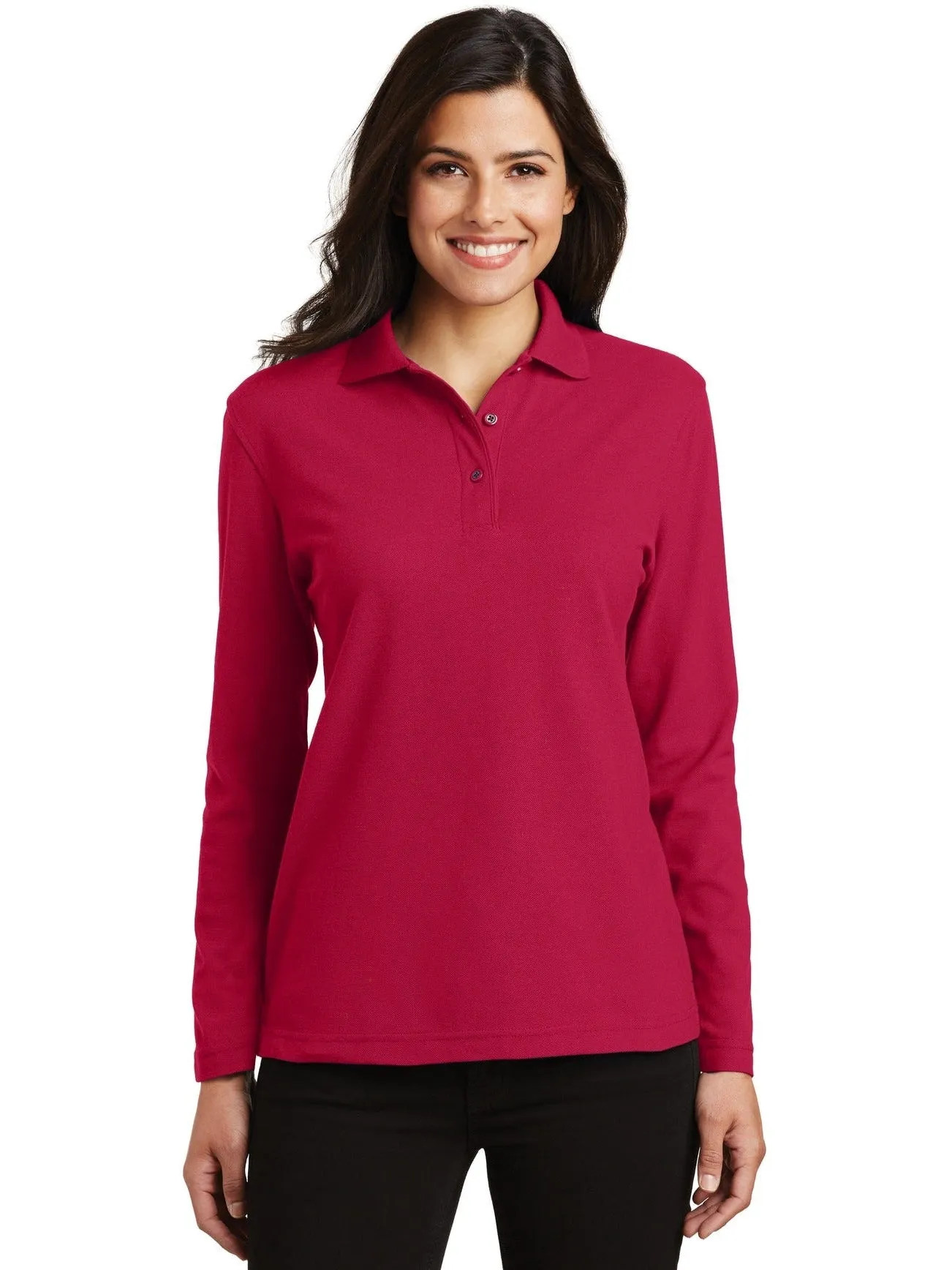 Port Authority Ladies Long Sleeve Silk Touch Polo Shirt