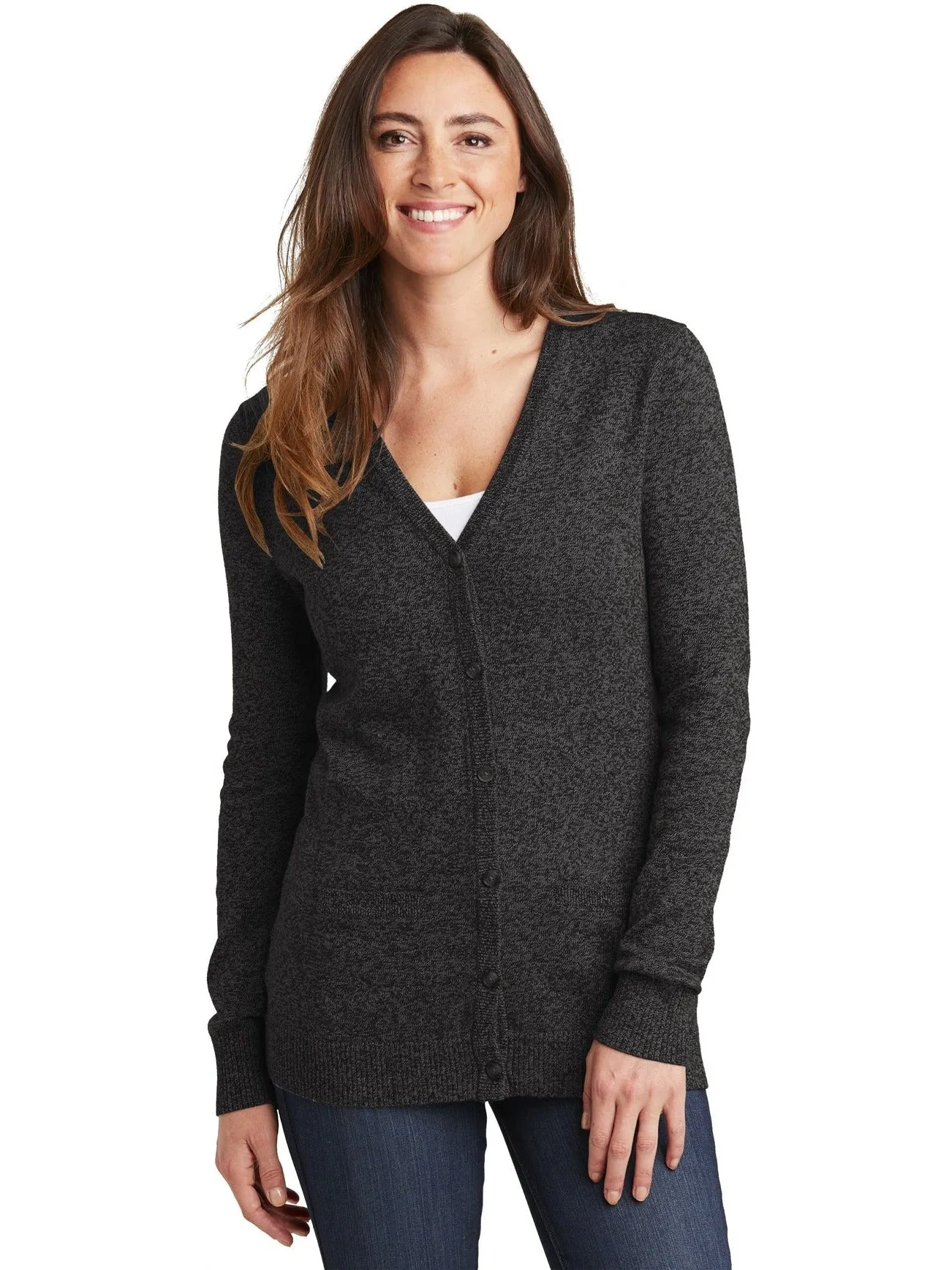 Port Authority Ladies Marled Cardigan Sweater