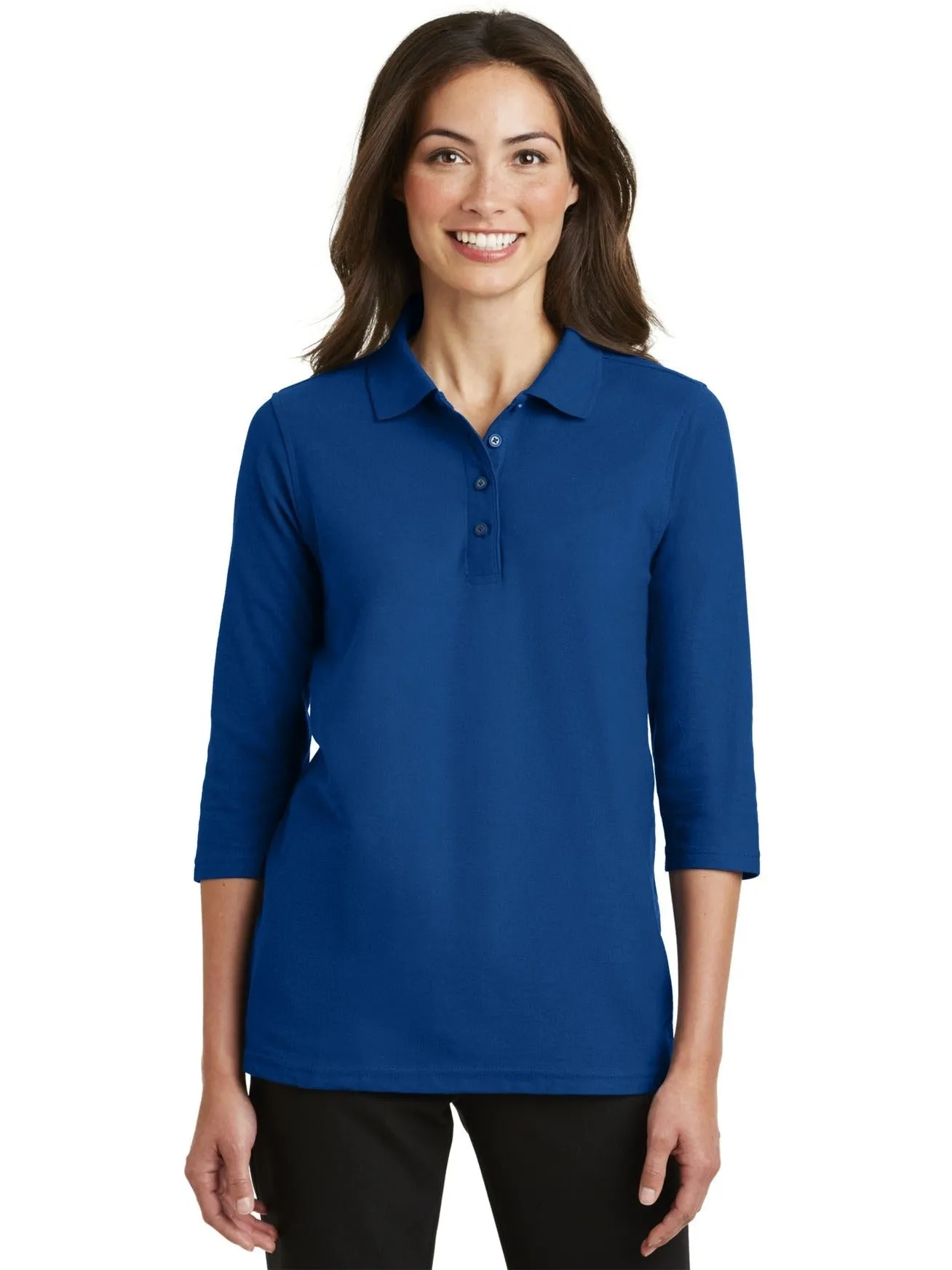 Port Authority Ladies Silk Touch 3/4 Sleeve Polo