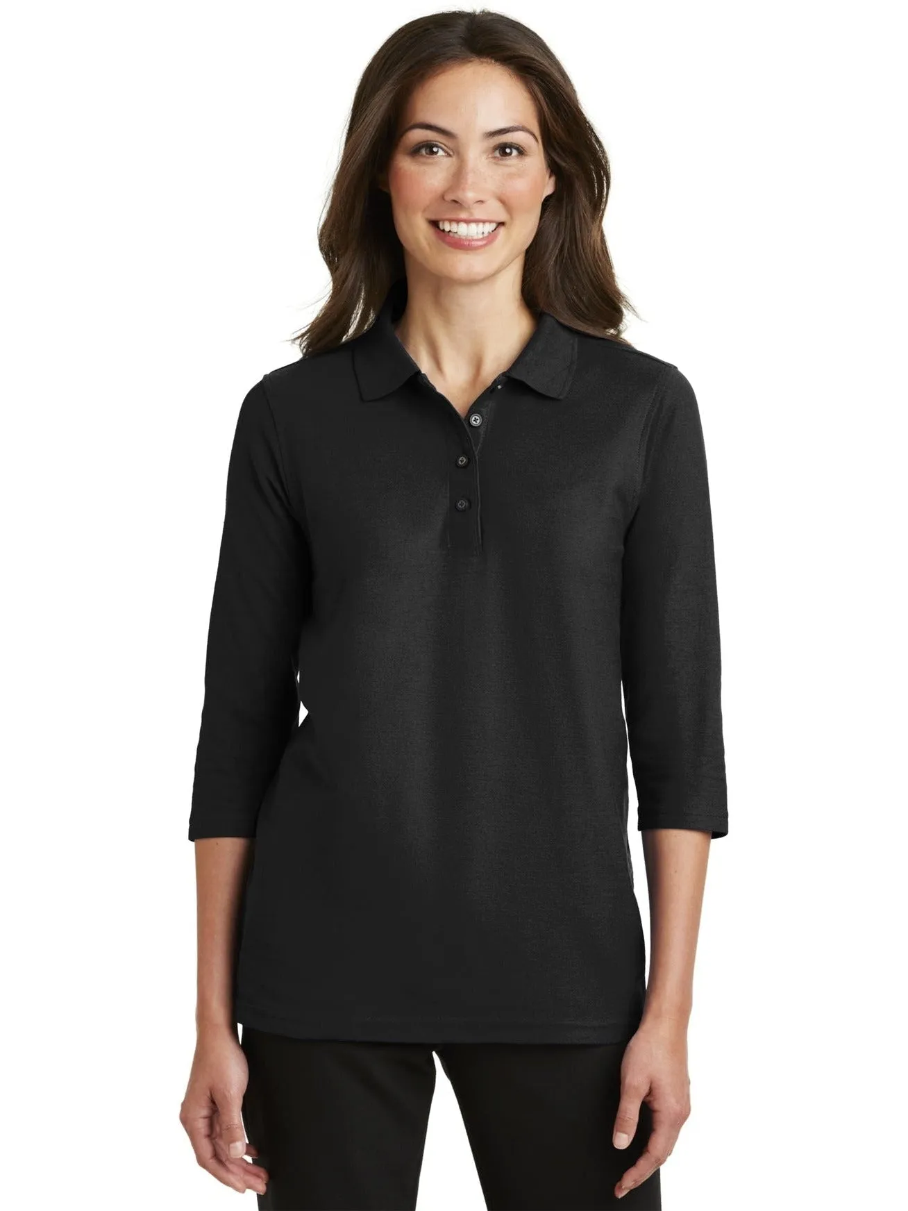 Port Authority Ladies Silk Touch 3/4 Sleeve Polo