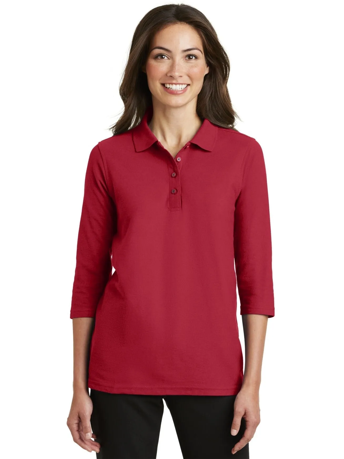 Port Authority Ladies Silk Touch 3/4 Sleeve Polo