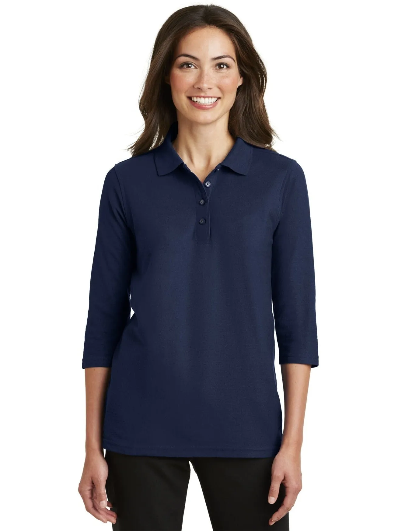 Port Authority Ladies Silk Touch 3/4 Sleeve Polo