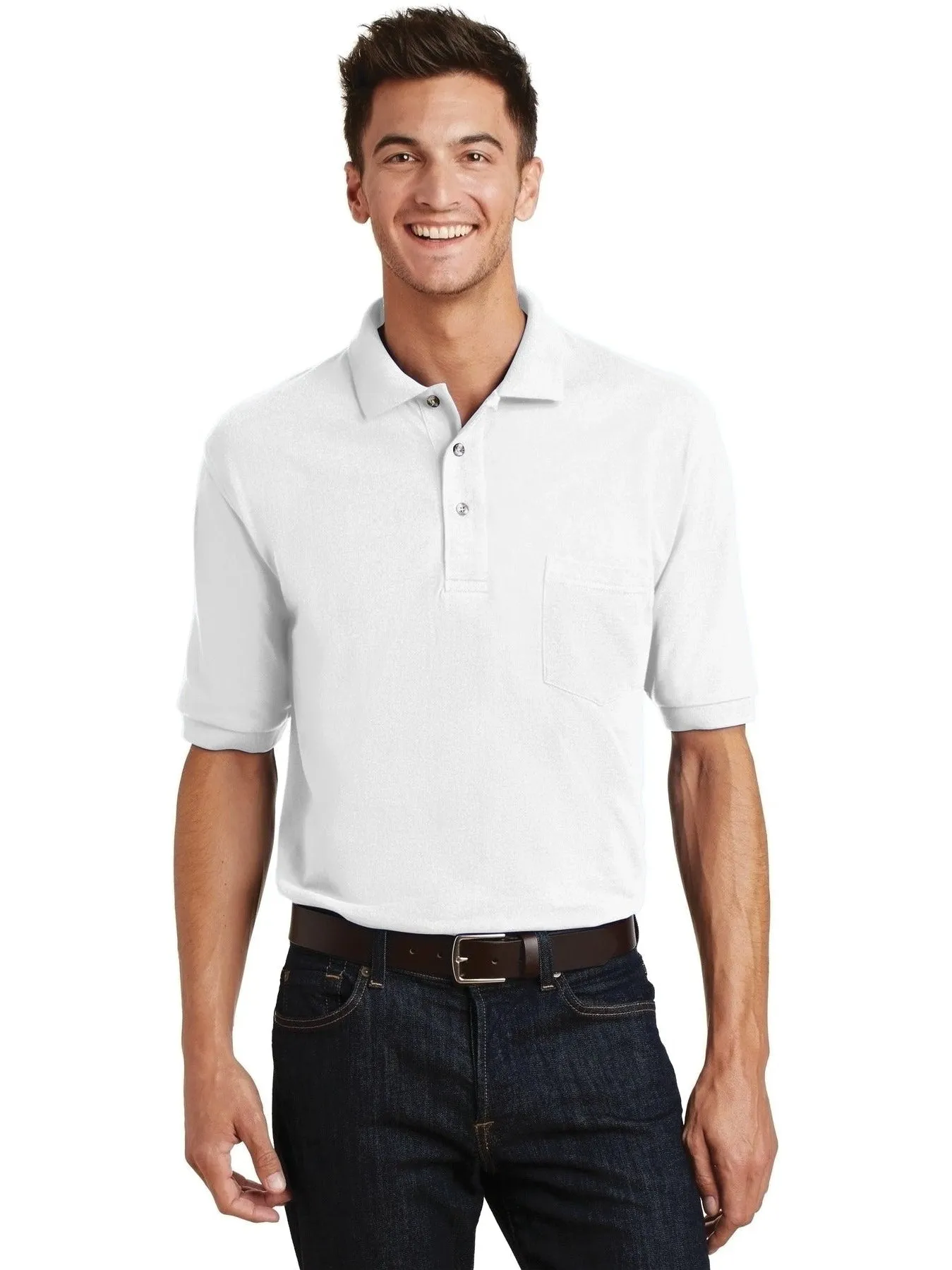 Port Authority Pique Knit Polo Shirt with Pocket