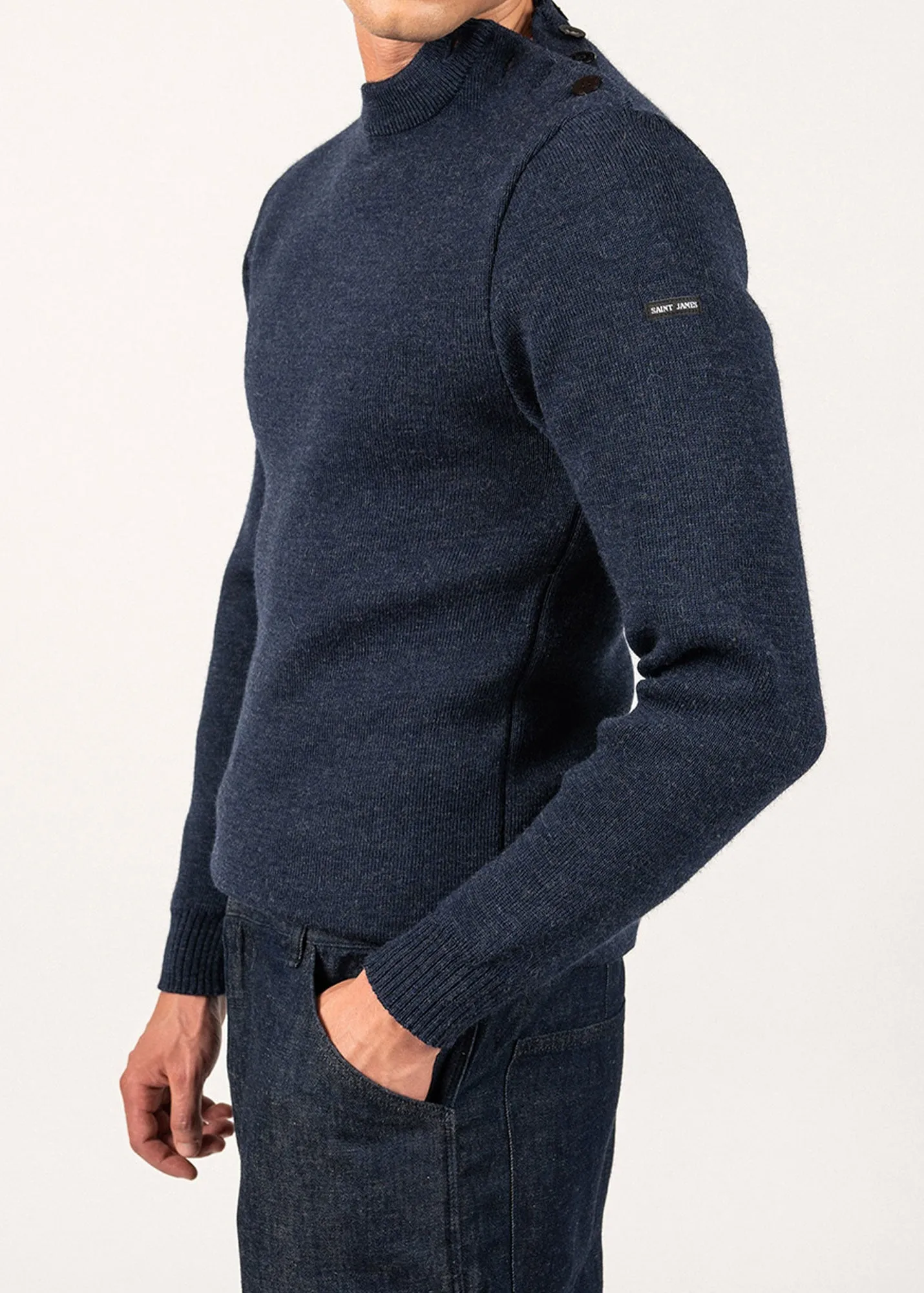 Pull marin uni Matelot - coupe ajuste (BLEU CHINE)