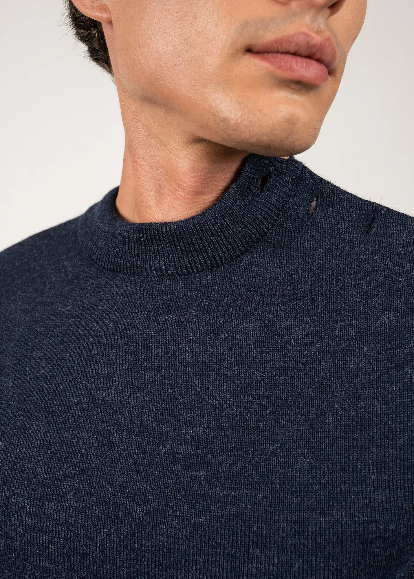Pull marin uni Matelot - coupe ajuste (BLEU CHINE)