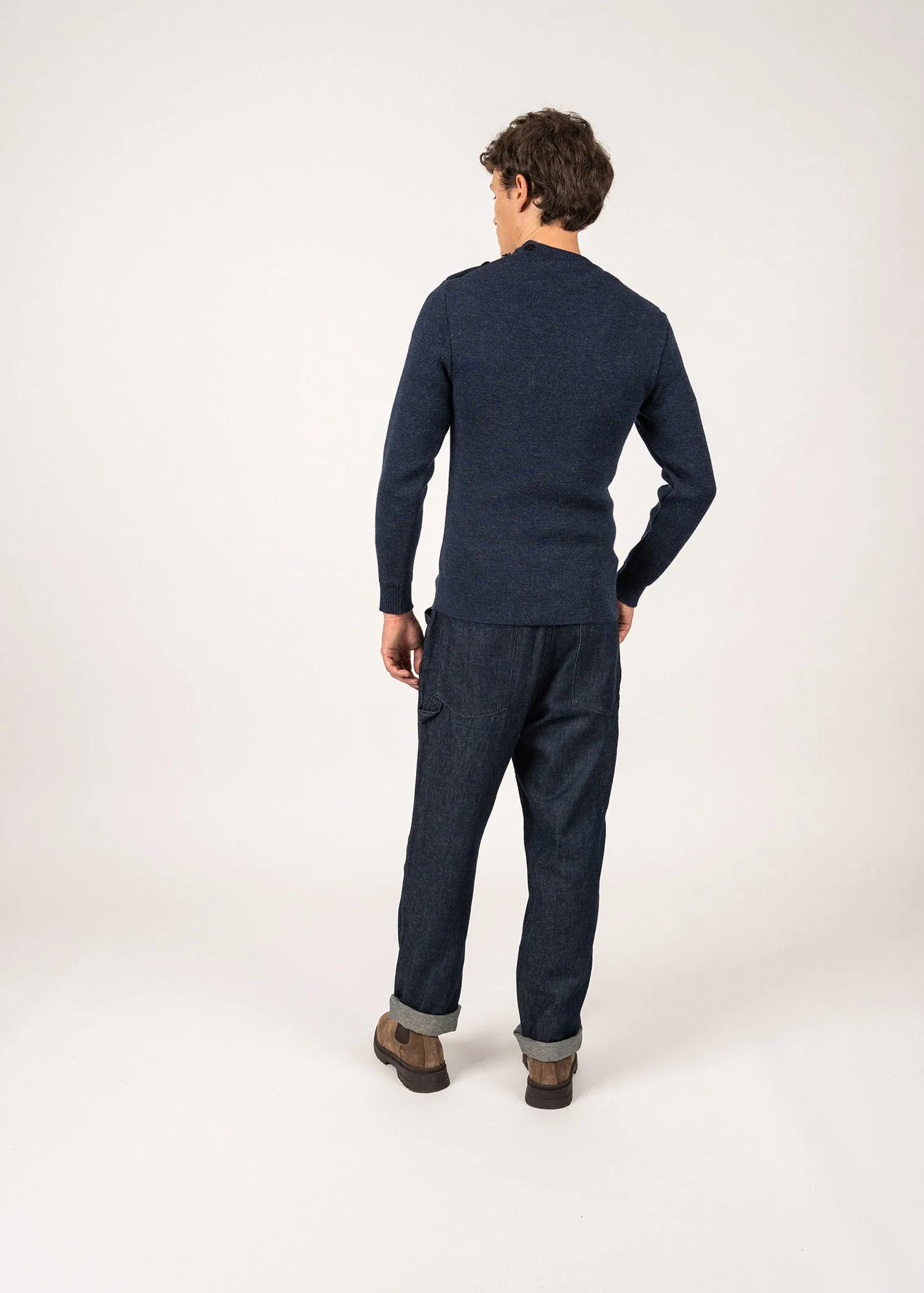 Pull marin uni Matelot - coupe ajuste (BLEU CHINE)