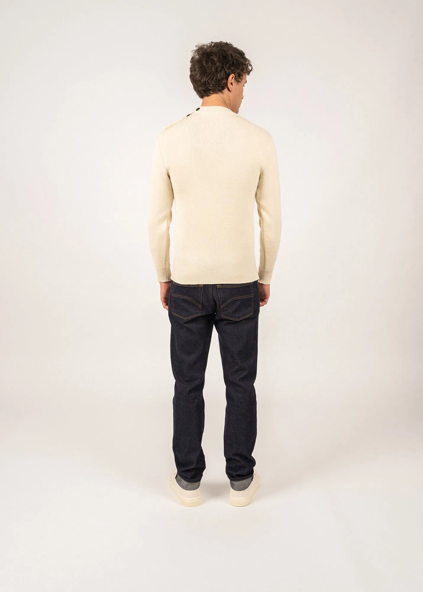 Pull marin uni Matelot - coupe ajuste (ECRU)