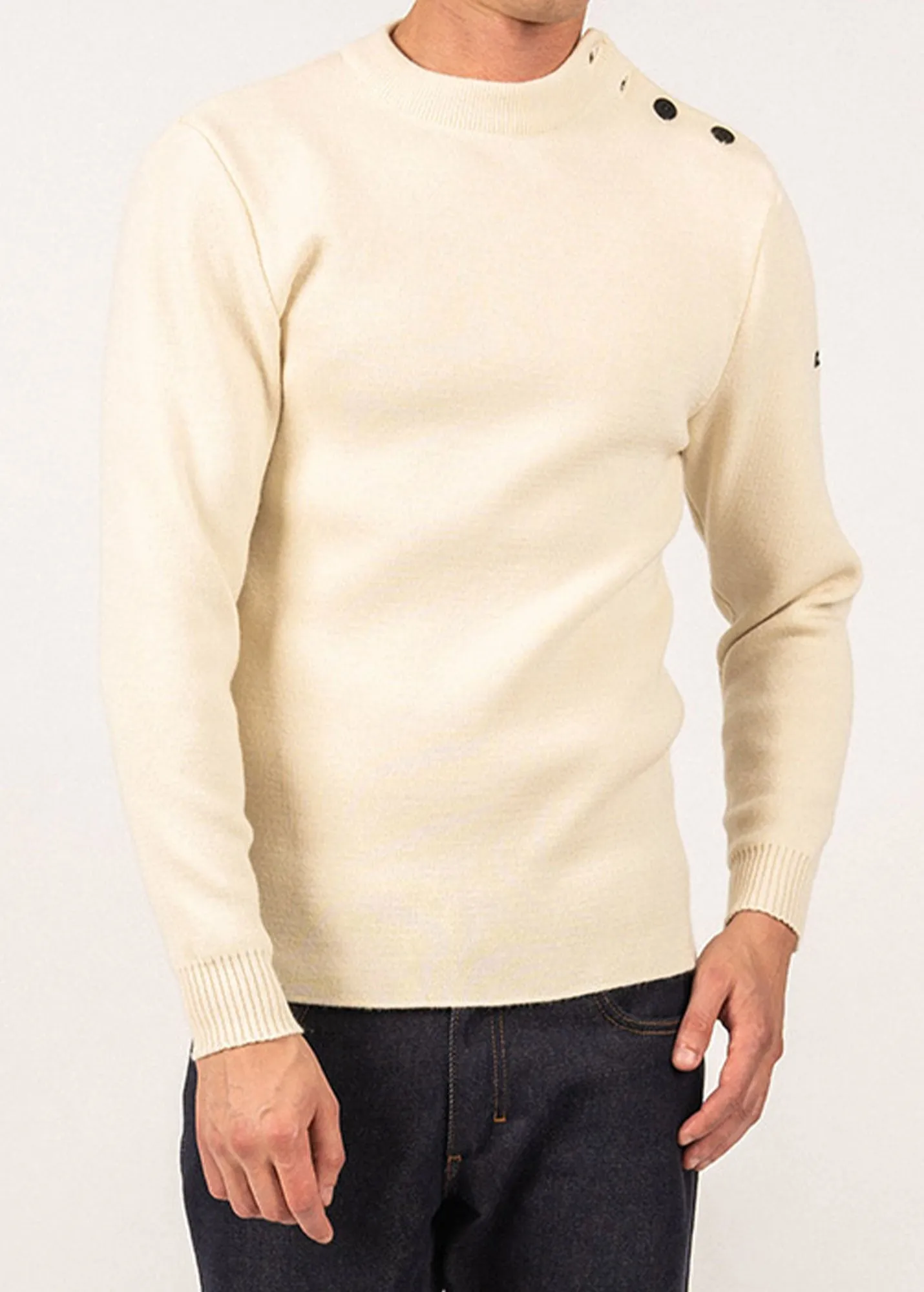 Pull marin uni Matelot - coupe ajuste (ECRU)