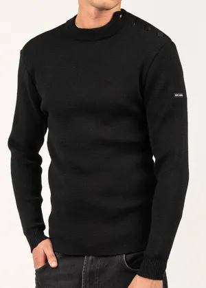 Pull marin uni Matelot - coupe ajuste (NOIR)