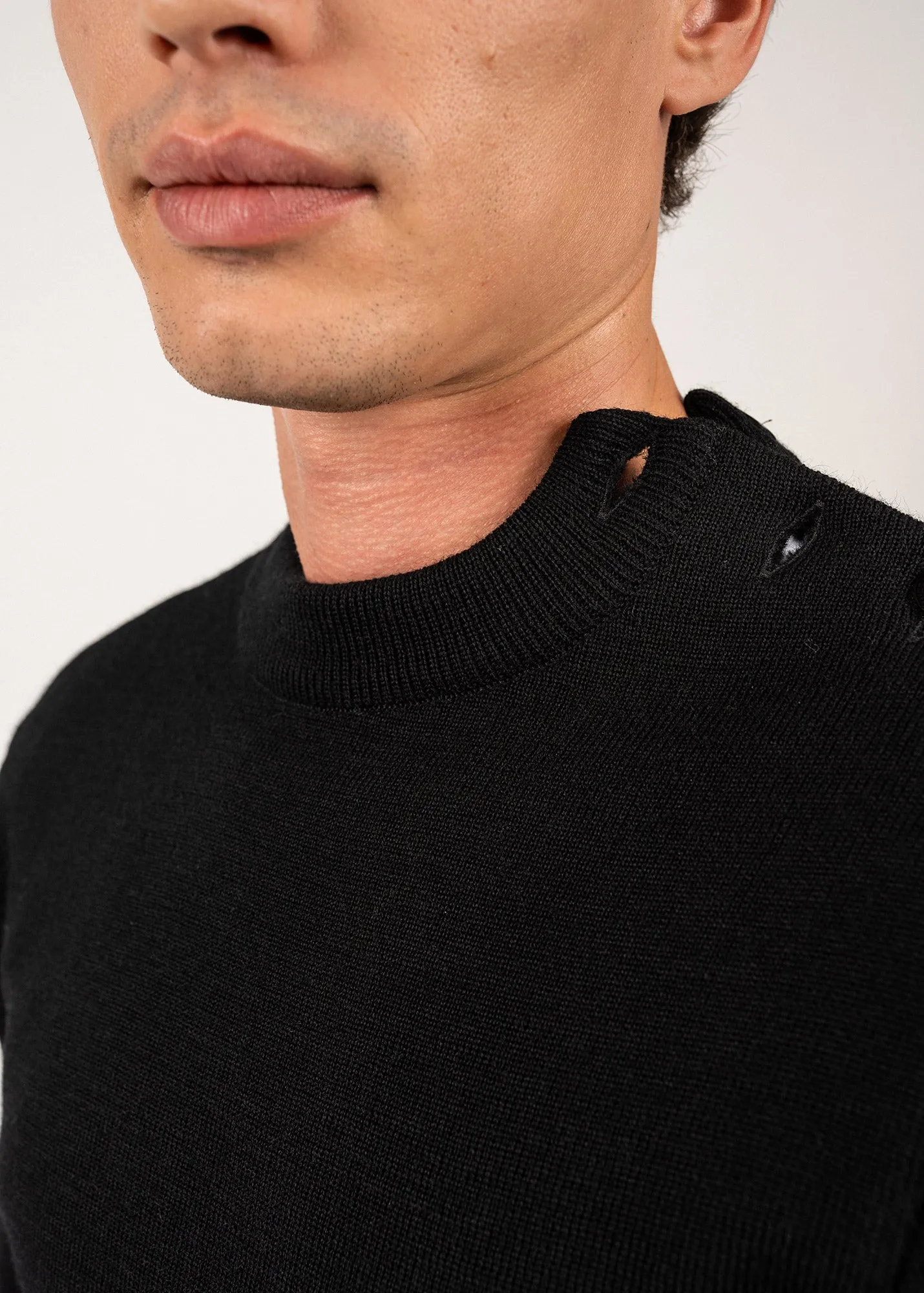Pull marin uni Matelot - coupe ajuste (NOIR)