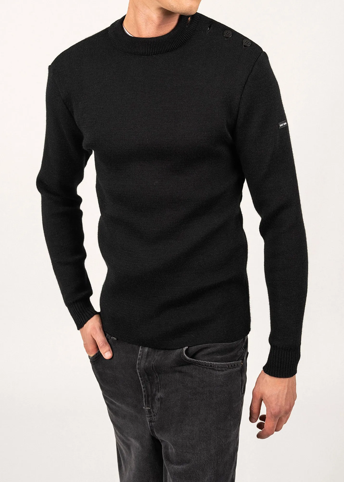 Pull marin uni Matelot - coupe ajuste (NOIR)