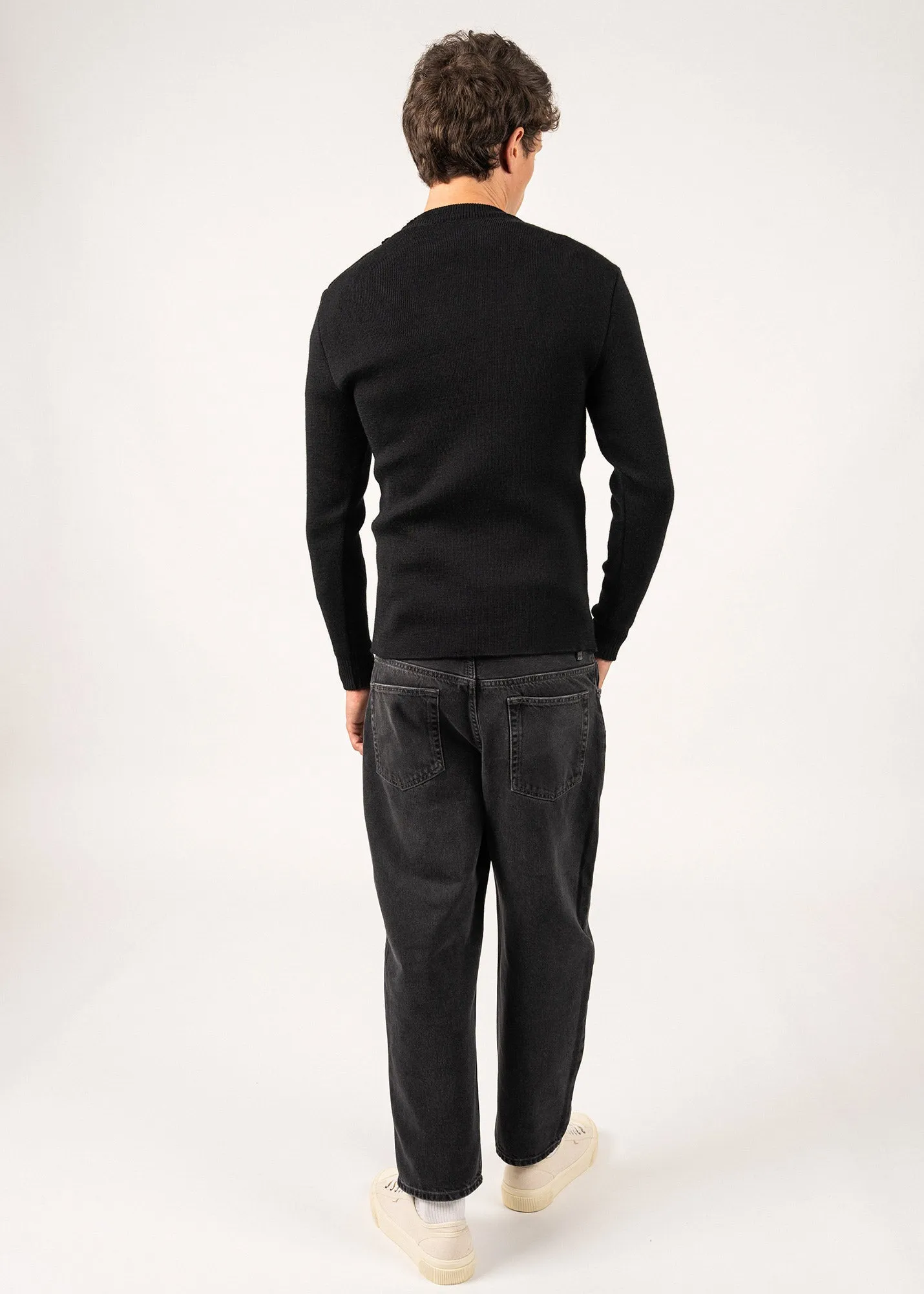 Pull marin uni Matelot - coupe ajuste (NOIR)