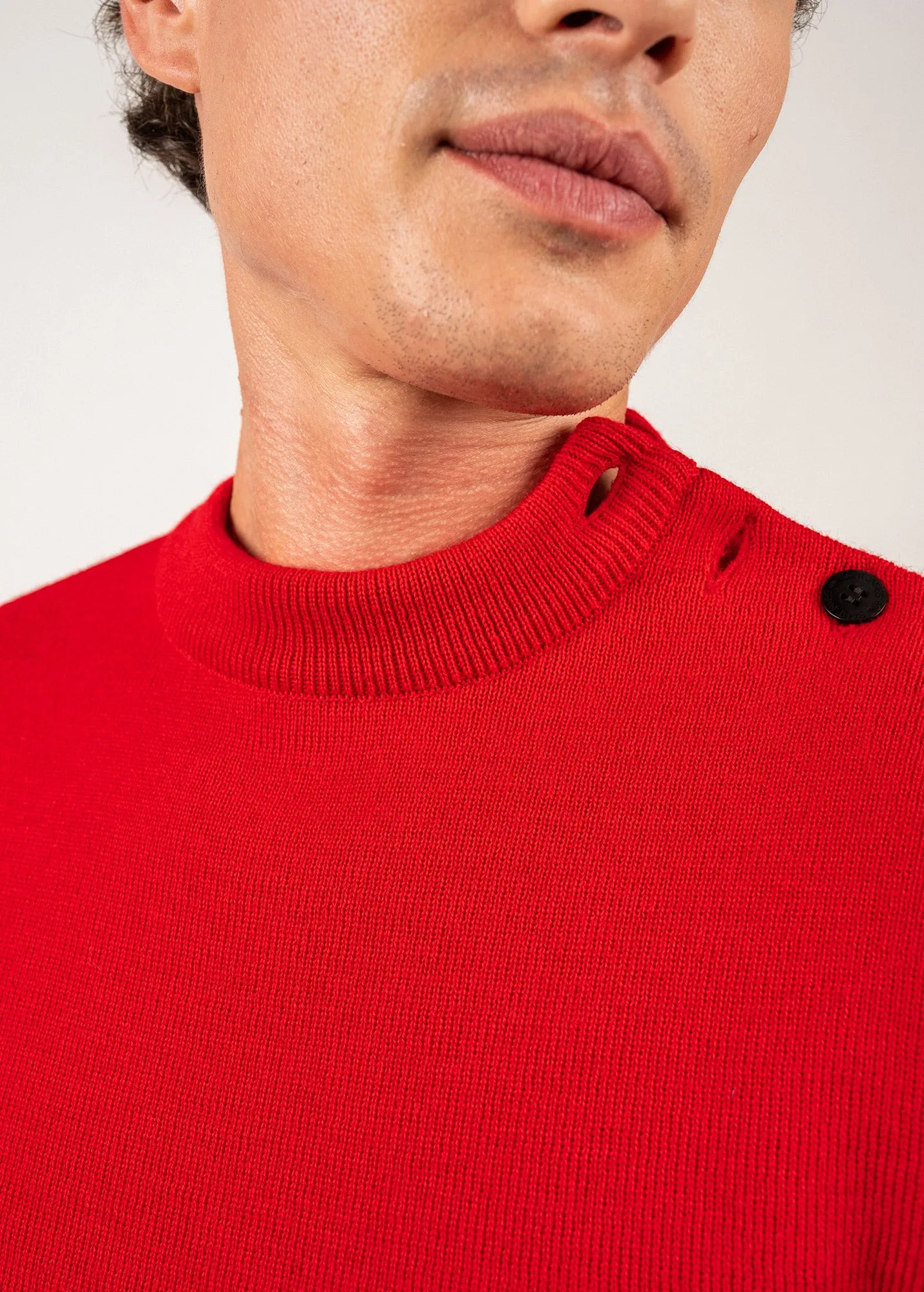 Pull marin uni Matelot - coupe ajuste (ROUGE)