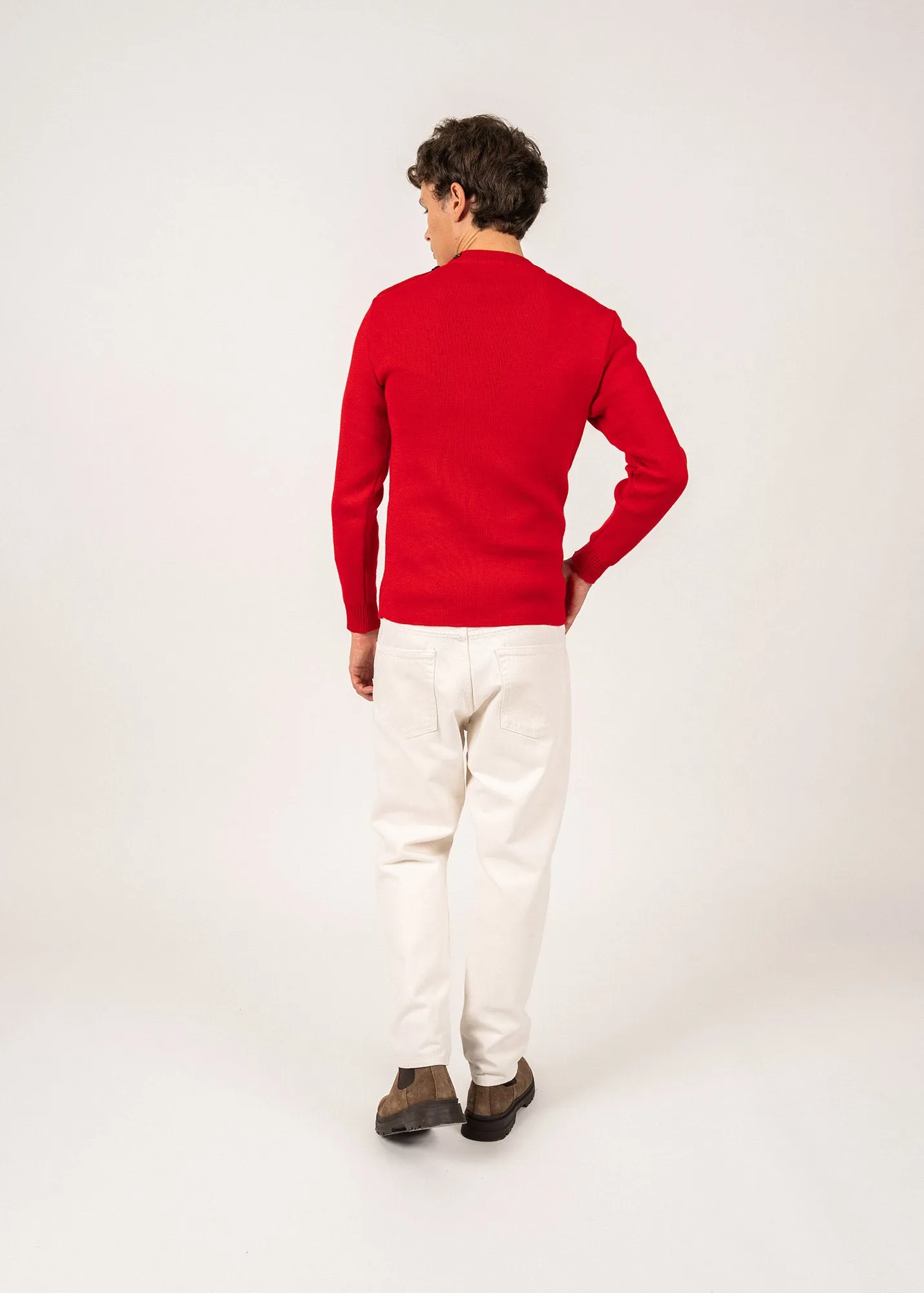 Pull marin uni Matelot - coupe ajuste (ROUGE)