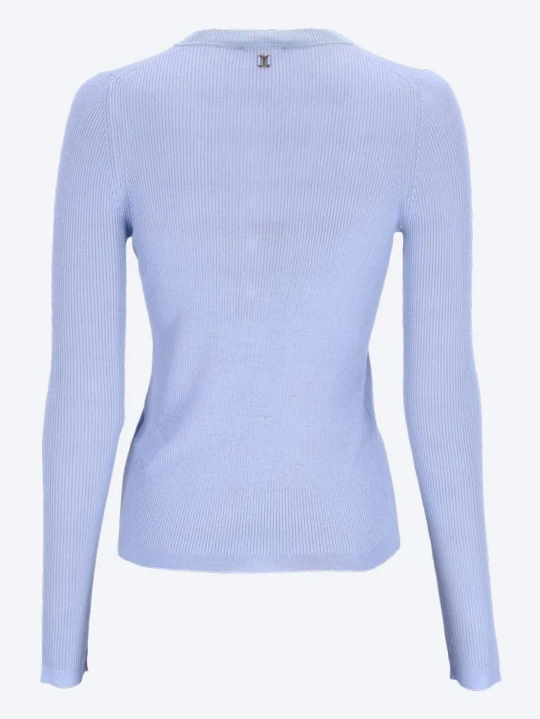 Rib knit crewneck sweater