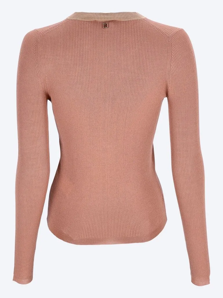 Rib knit crewneck sweater