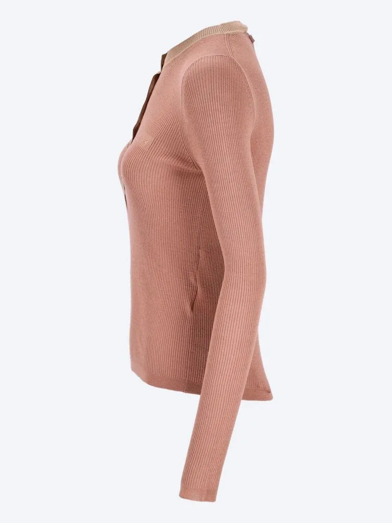 Rib knit crewneck sweater