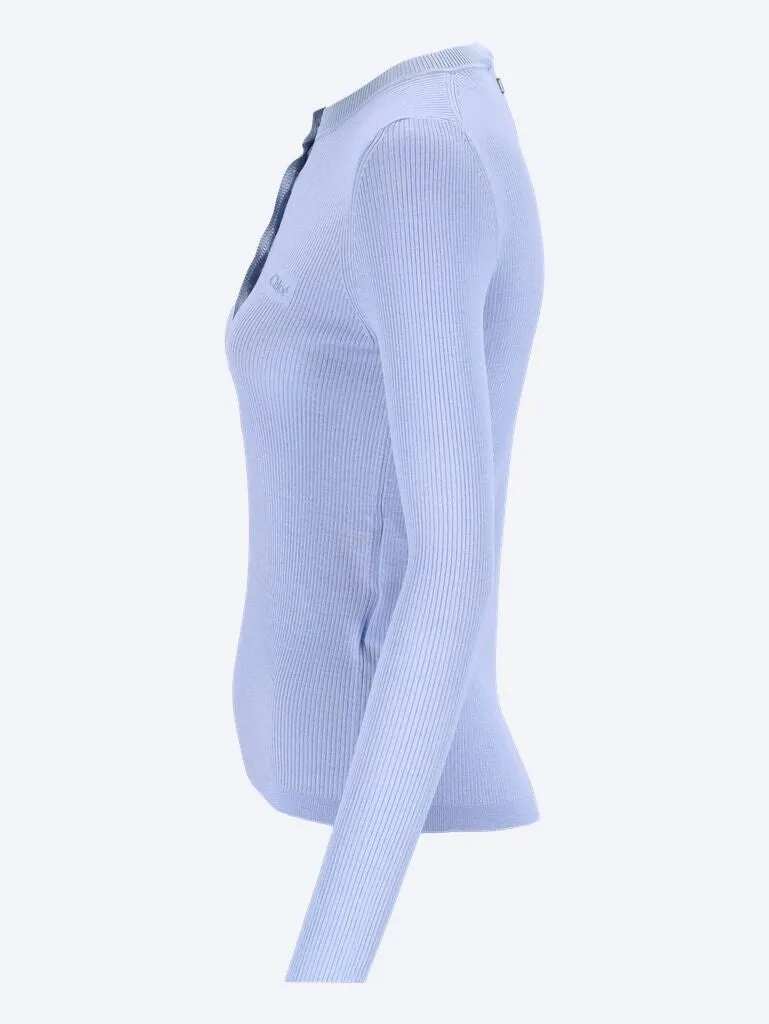 Rib knit crewneck sweater