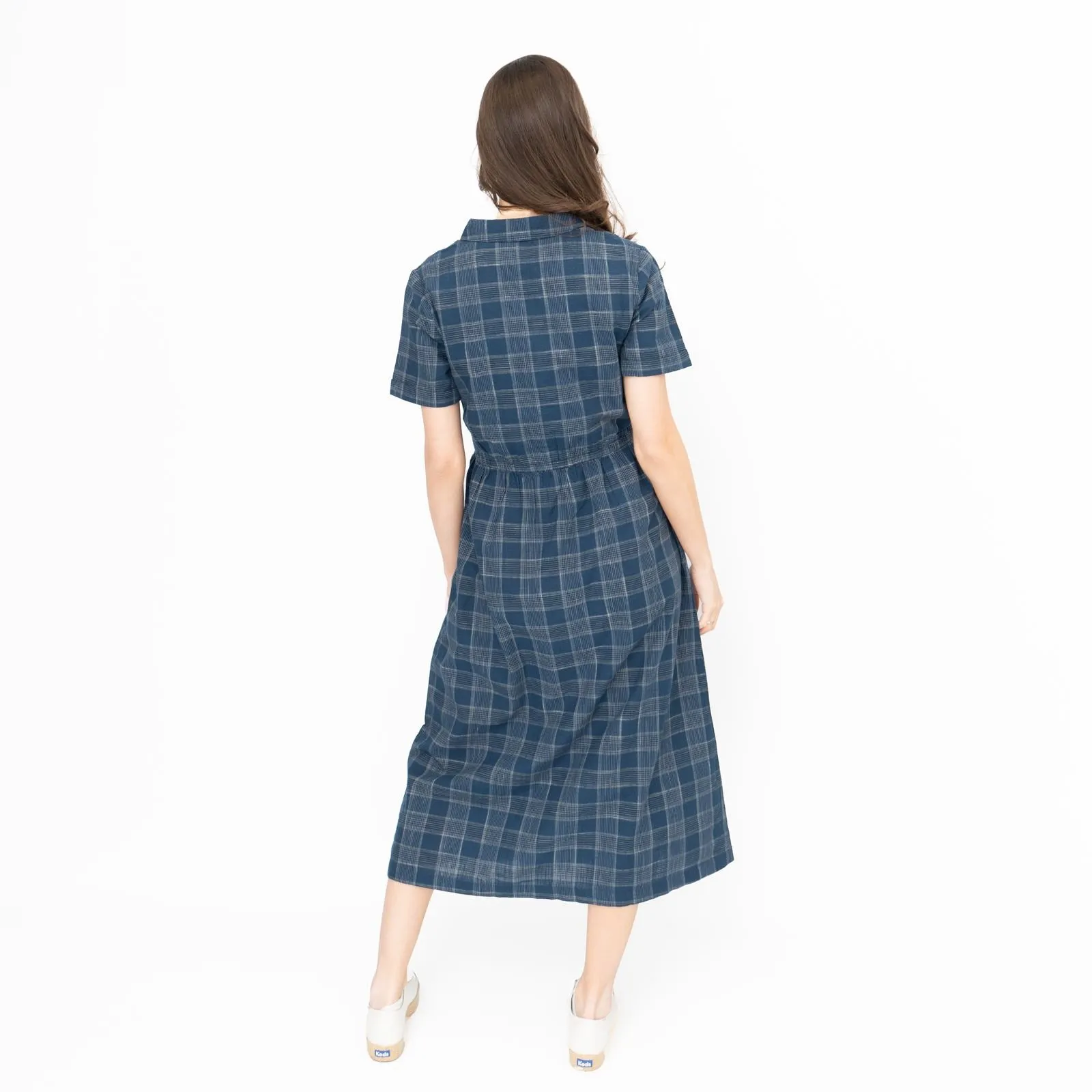 Seasalt Navy Fleet Checked Lifton Dark Night Midi Dress