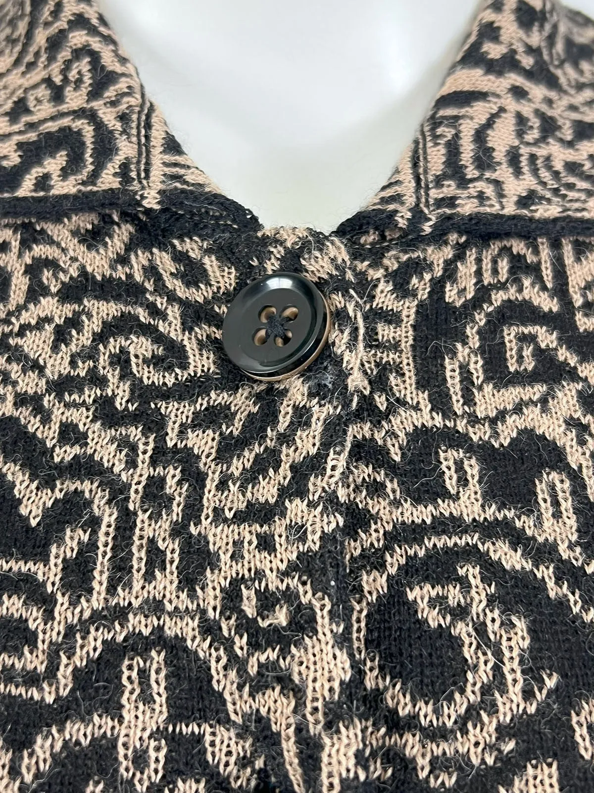 Sol Size L (12/14) Black & Tan Swirl Floral Cardigan Sweater