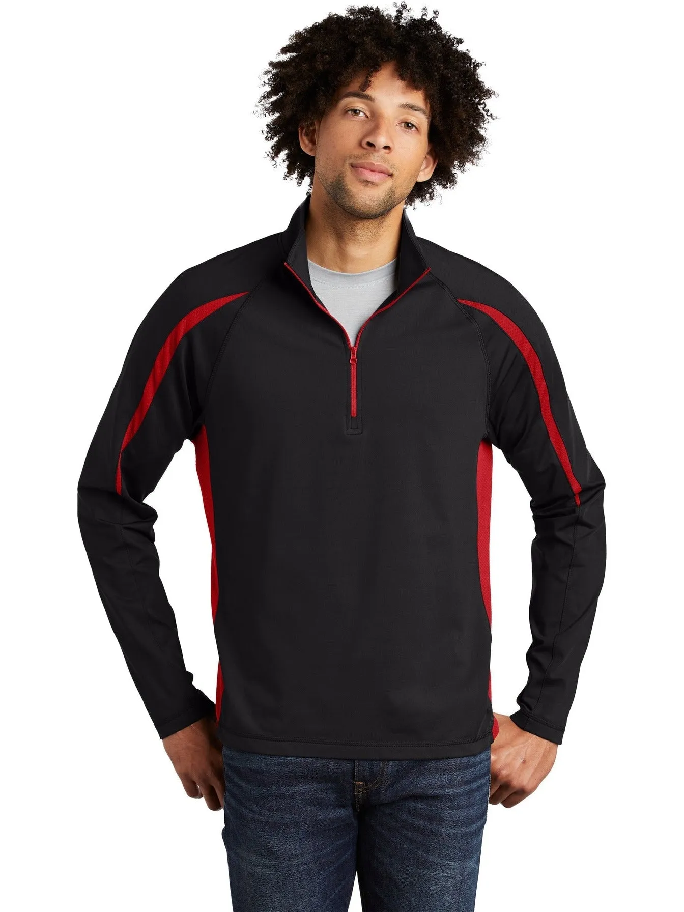 Sport-Tek Sport-Wick Stretch 1/2 Zip Colorblock