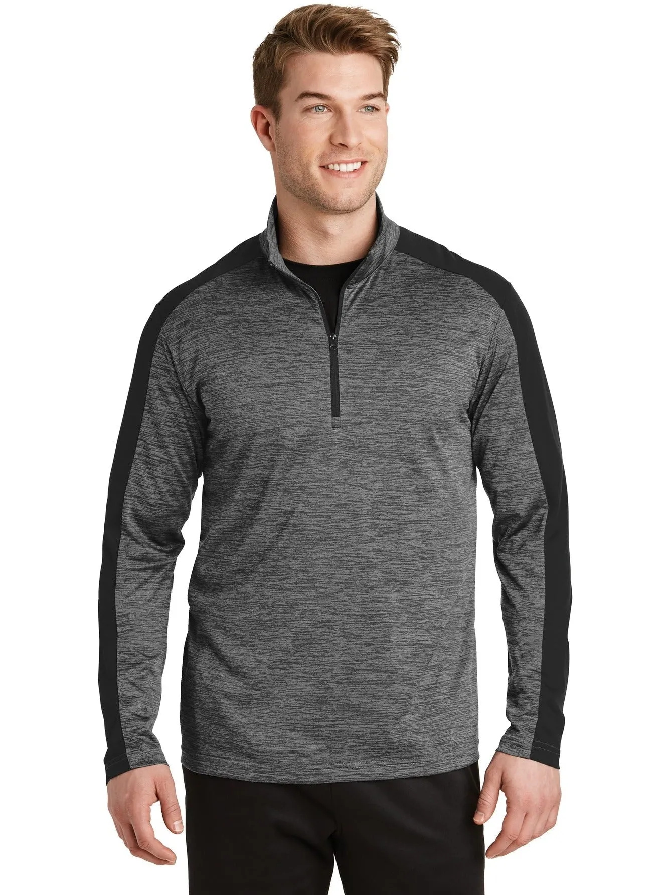 Sport-TekPosiChargeElectric Heather Colorblock 1/4-Zip Pullover