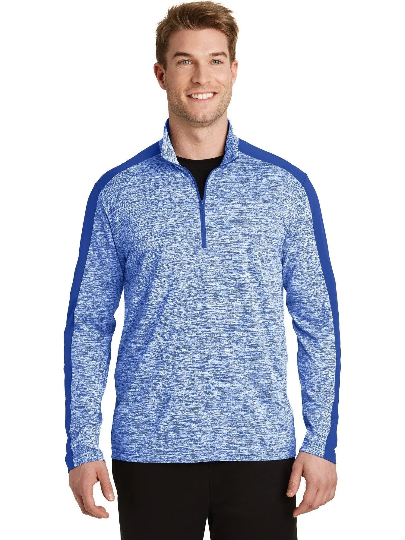 Sport-TekPosiChargeElectric Heather Colorblock 1/4-Zip Pullover