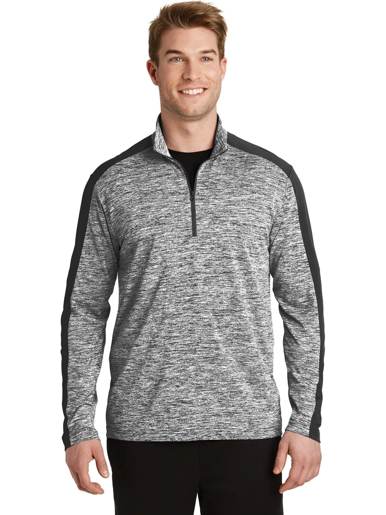 Sport-TekPosiChargeElectric Heather Colorblock 1/4-Zip Pullover