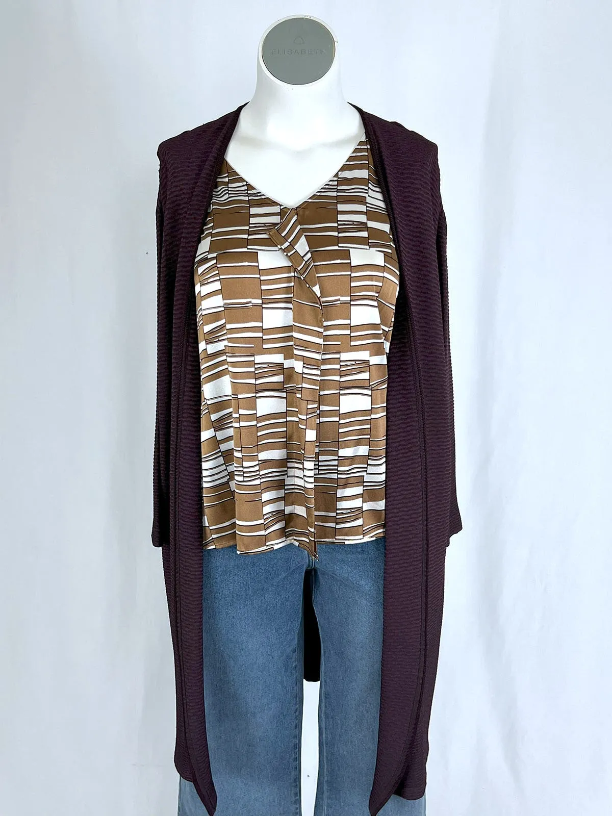 St. John Size 16 Plum Duster Cardigan Sweater