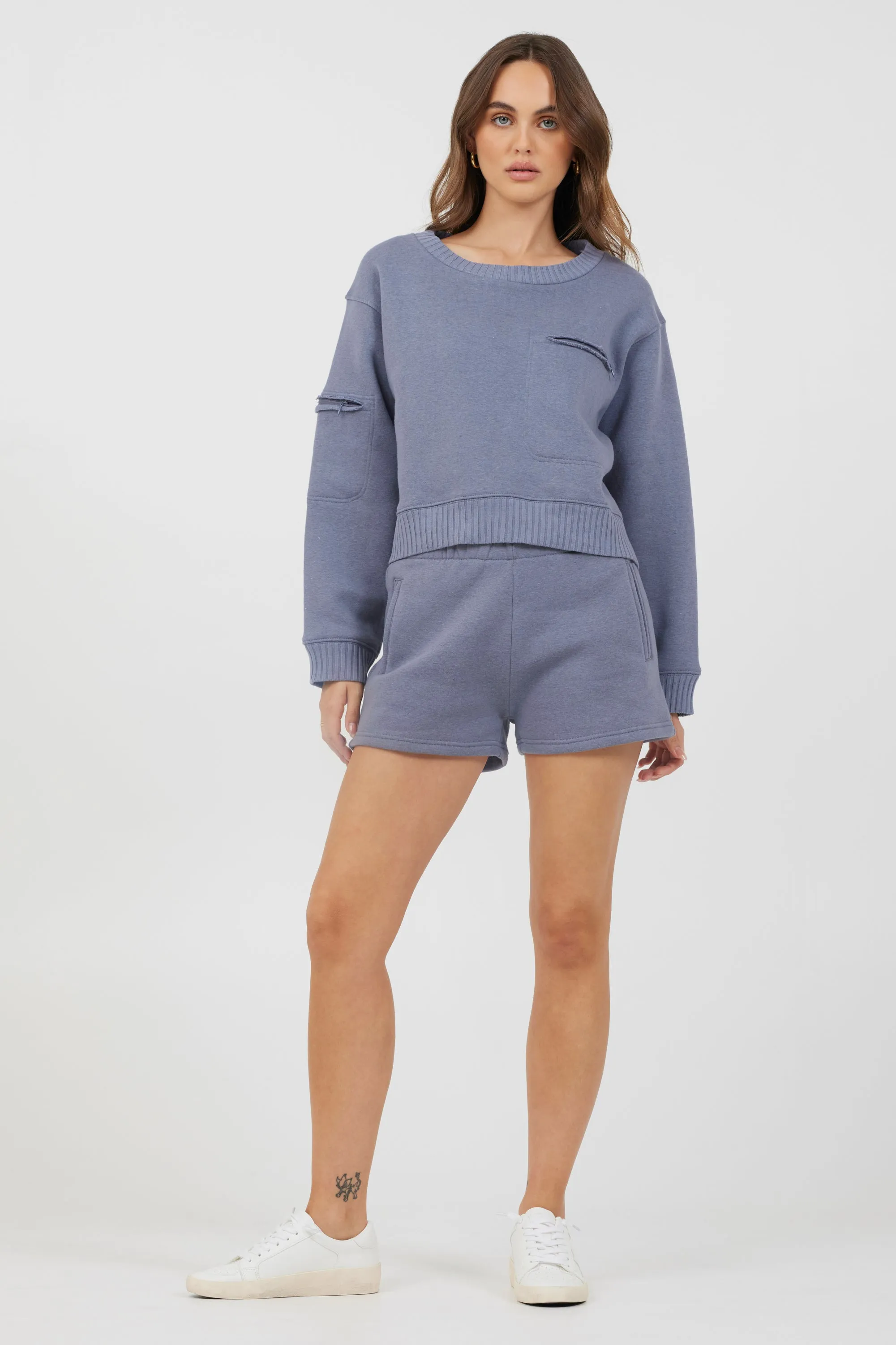 Storm Blue Essential Fleece Crewneck
