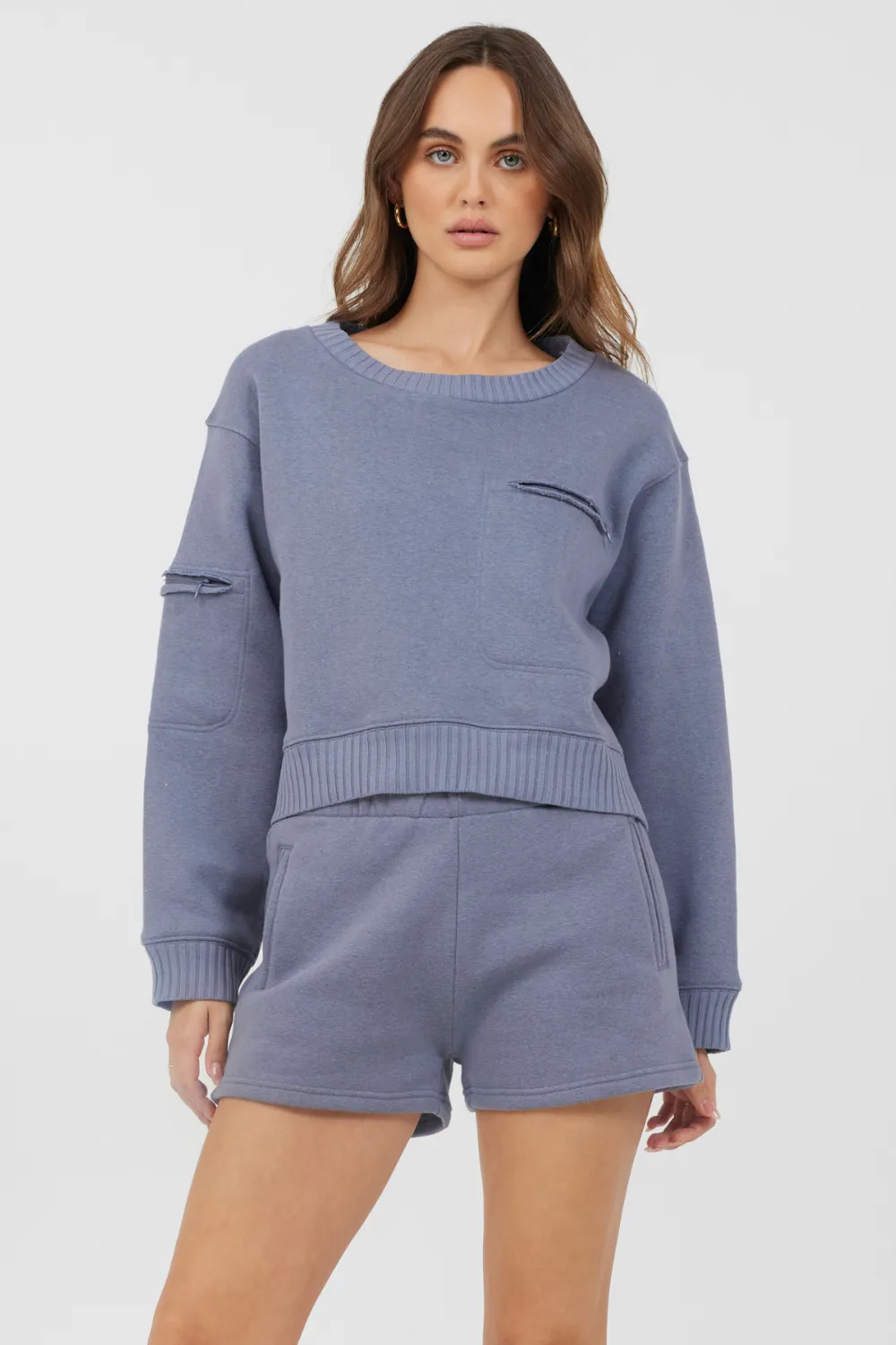 Storm Blue Essential Fleece Crewneck