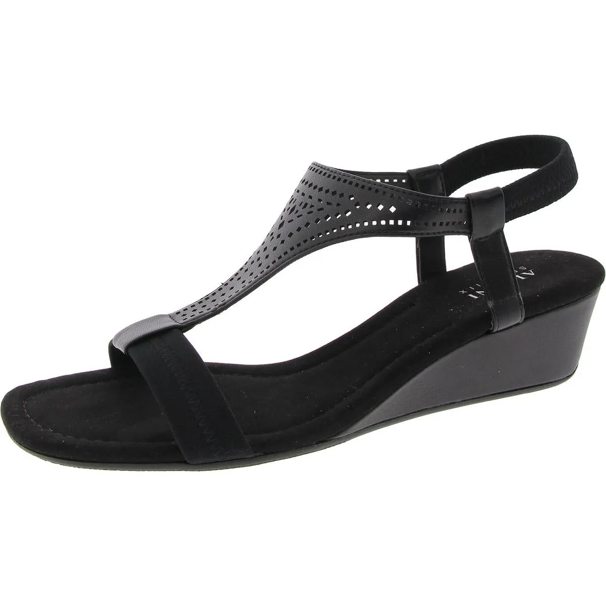Vacanzaa 2 Womens Faux Leather T-Strap Wedge Sandals