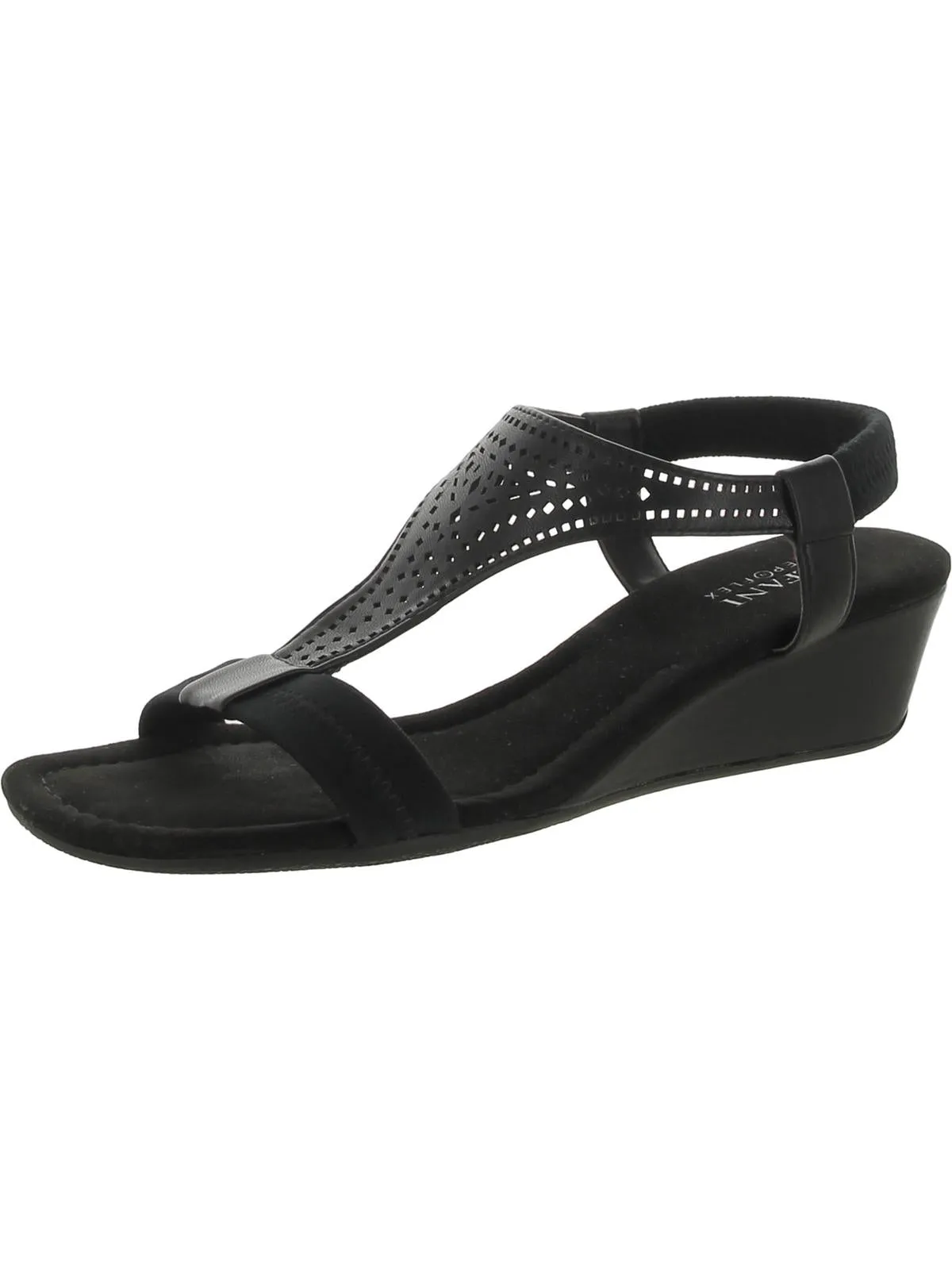 Vacanzaa 2 Womens Faux Leather T-Strap Wedge Sandals