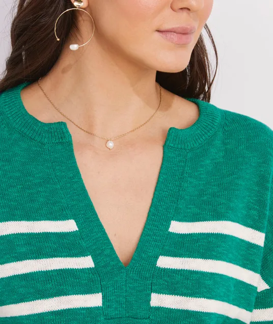 Vineyard Vines Breton Stripe Slub Split-Neck Sweater - Sea Swell