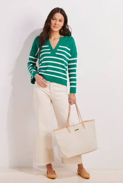 Vineyard Vines Breton Stripe Slub Split-Neck Sweater - Sea Swell