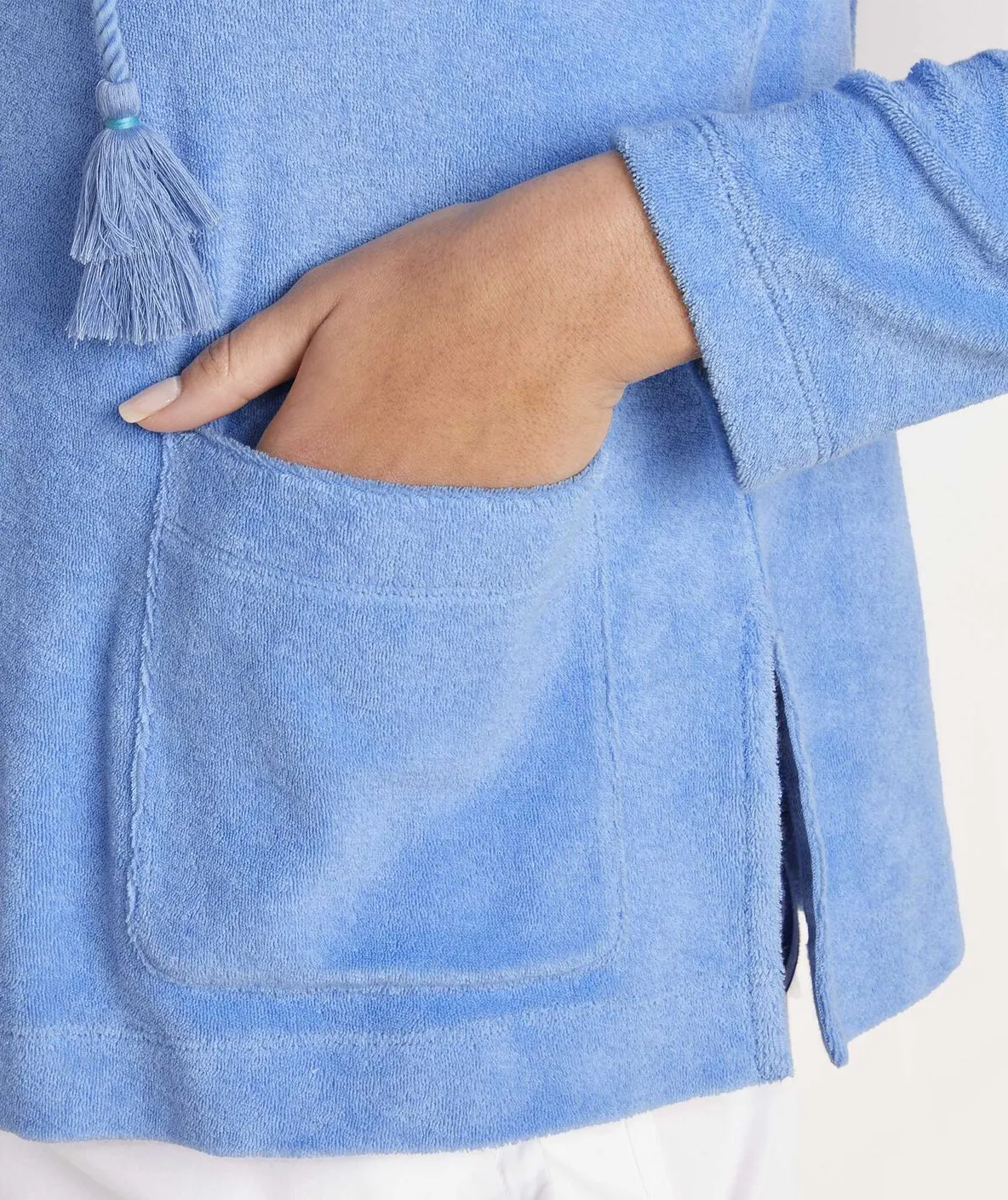 Vineyard Vines Women's Terry Towel Hoodie with Tassles - Ocean Breeze