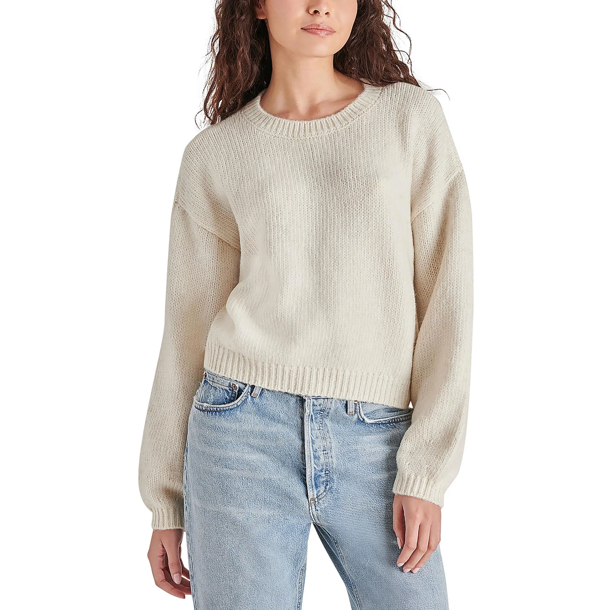 Womens Cable Knit Casual Crewneck Sweater