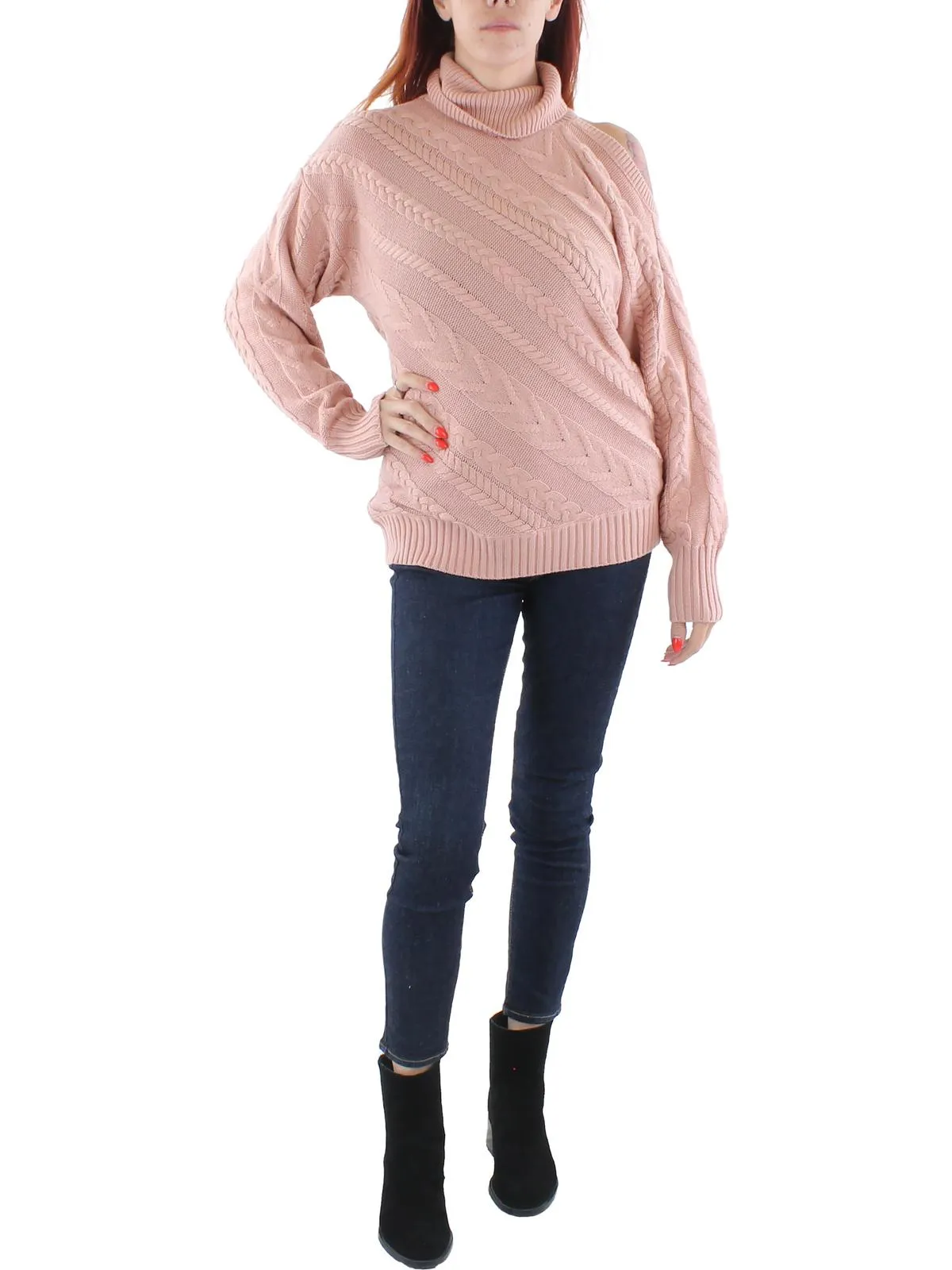 Womens Cable Knit Pullover Turtleneck Sweater
