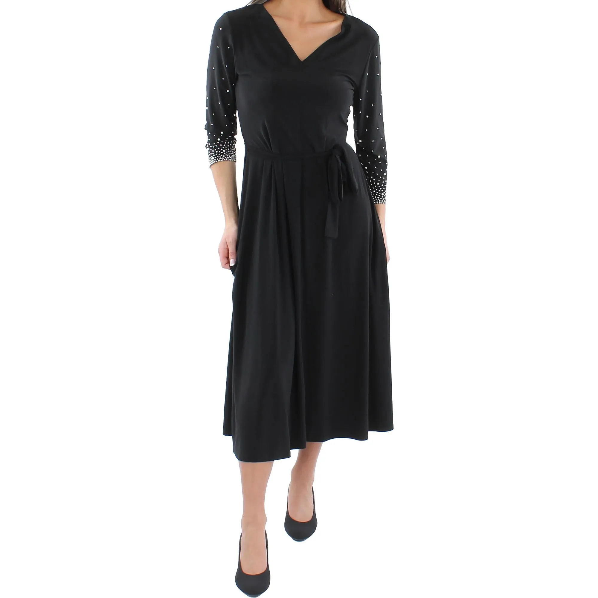 Womens Knit Beaded Midi Dress