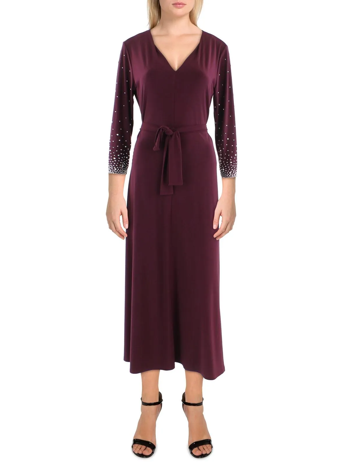 Womens Knit Beaded Midi Dress