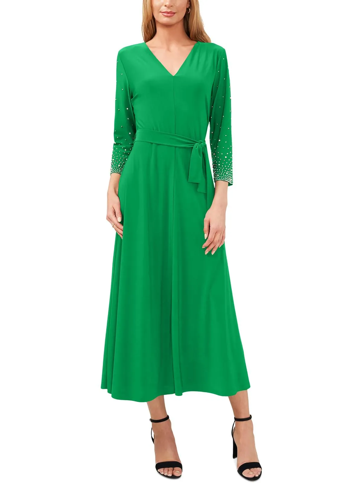 Womens Knit Beaded Midi Dress